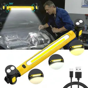 2500LM COB LED Rechargeable Work Light 5200mAh Cordless Underhood Lamp with 3 Color Temp Dual Magnetic Adjustable Angle Type-C Fast Charge Waterproof Power Display for Car Repair Garage Workshop Emergency