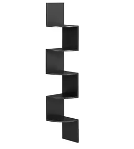 Corner Shelf Wall Mount, 5-Tier Floating Corner Bookshelf, Plant Shelf Black