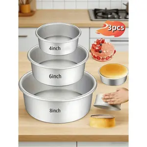 This 3-piece cake mold set, available in 4/6/8-inch sizes, features a removable aluminum base, is non-stick and leak-proof, and is ideal for home baking, making it a perfect choice for baking beginners.