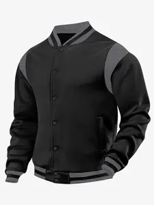 Men's vintage patchwork baseball jacket, single-row button design, warm and comfortable, versatile baseball jacket sweatshirt, suitable for mountaineering, running,, daily activities, autumn and winter new sports baseball jacket, men's jacket.