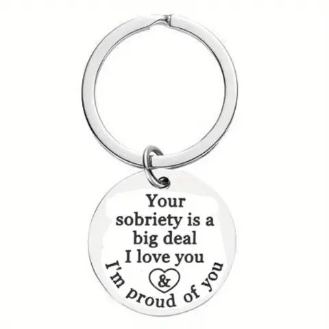 Unisex Beadable Keychains - 2-Piece Multipack with Heart Shape Friendship Charms, Stainless Steel Basic Keychains, 1 Year Anniversary Gifts for Celebrating Sobriety with "Big Deal" Humor