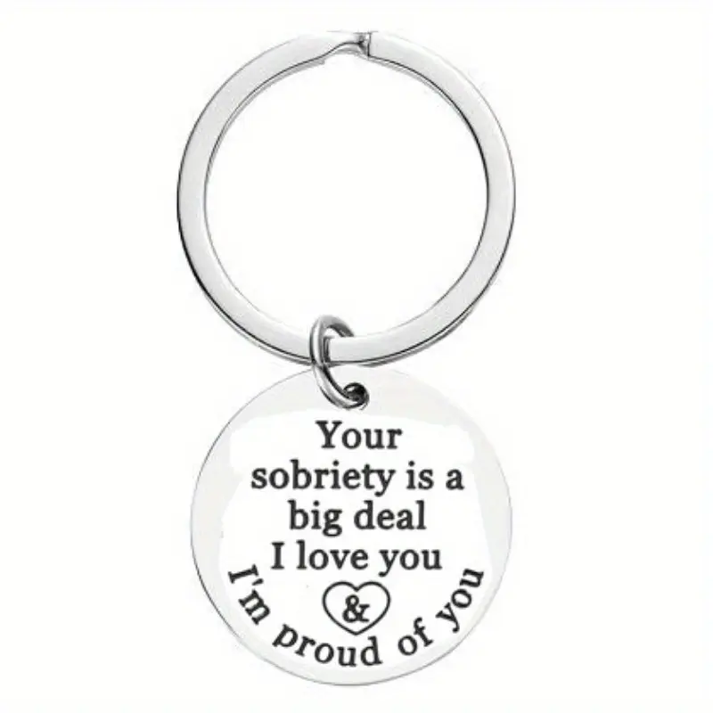 2pcs Sobriety Gifts Keychain for Men Women 1 Year Sobriety Gifts One Year Anniversary Sober Gifts for Men Women Funny Key Ring Friendship Charms Bead