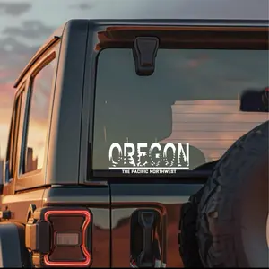 Oregon Decal The Pacific Northwest Car Window Sticker  White Text Design Durable Vinyl Material Long Lasting Personalized Vehicle Accessory