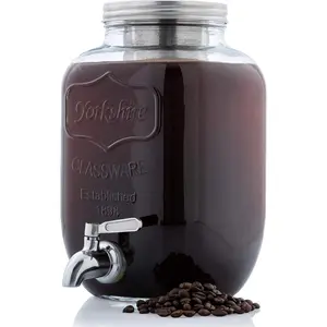 Coffee ,1 Gallon Cold Brew Coffee Maker,Easy Pour Stainless Steel Spigot Tap,Extra Thick Glass Pitcher Brewing System Iced Coffee Maker,Refrigerator Safe Storage
