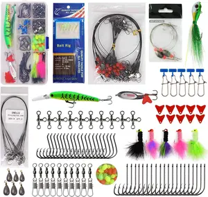 150 count Saltwater Fishing Gear Surf Fishing Tackle Kit, Various Accessories Include Leaders,  Rigs, Spoons, Minnow Lures, Hooks, Swivels Snaps, Jigs, Sinker Weights