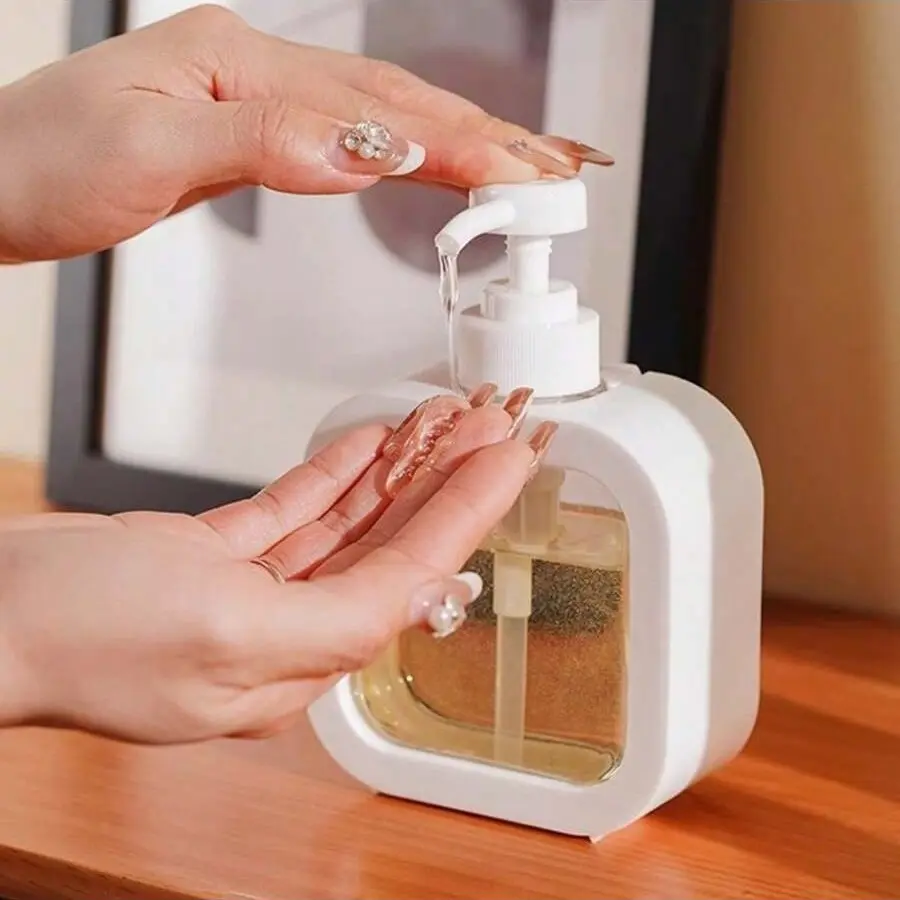 Bathroom Dispenser Bottle, Large Capacity Press-Down Pump, Transparent Lotion Shower Gel Hair Wash Hand Soap Refill Container