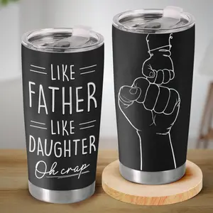 Gifted Boom - Like Father Like Daughter 20 Oz Stainless Steel Tumbler - Funny Dad And Daughter Travel Mug, Water Bottles For Father Gift From Daughter