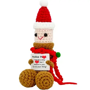 Positive Cute Crochet Doll, Fun Funny Gift, Handmade Knitted Toy, Perfect Present for Kids and Adults, Unique Craft Decoration