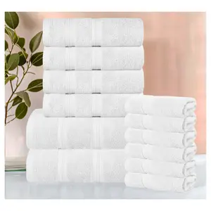 Superior 12-Piece Smart Dry Zero Twist Cotton Towel Set