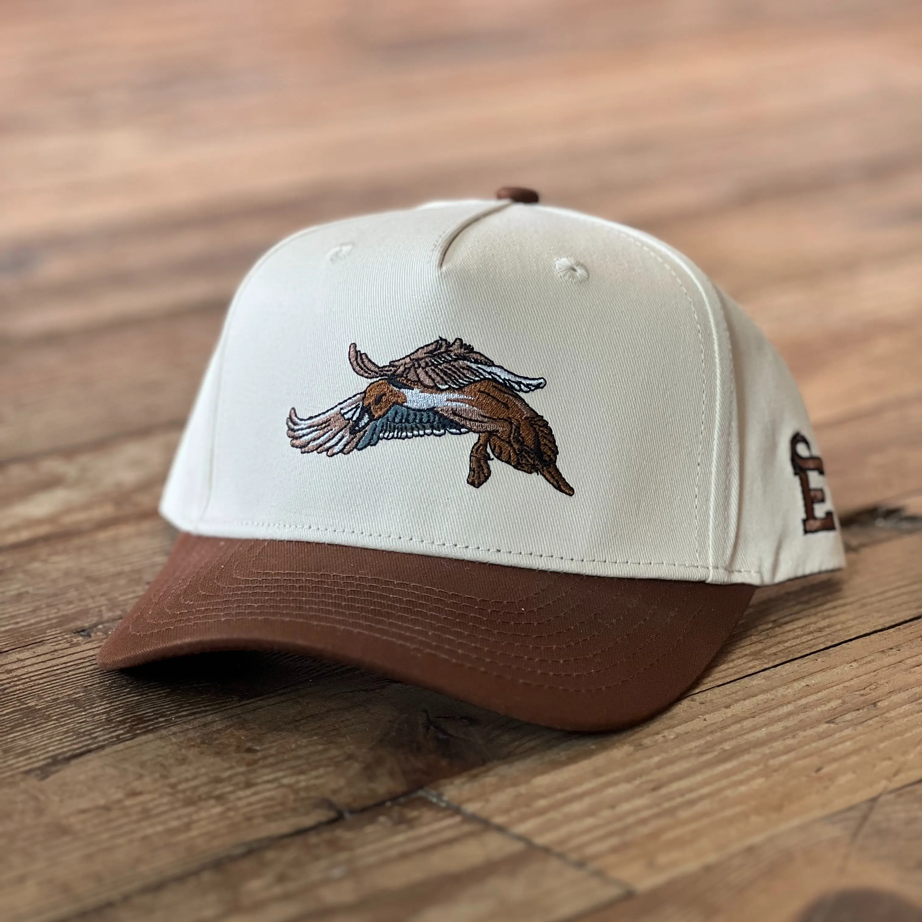 Pintail Cream & Brown Panel Trucker Hat | Embry Outdoors