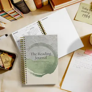 Reading Reflection Journal - A5 Spiral Bound Notebook Workbook for 52 Book Reviews, with In-Depth Questions, Favorite Books List, Notes Section, and an Engaging Coloring Bookshelf