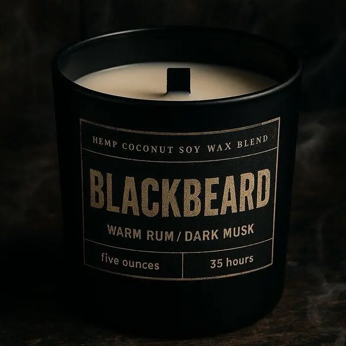 "Blackbeard" - Wood Wick Candle - Warm Rum & Dark Musk - Hemp Coconut Soy Wax
