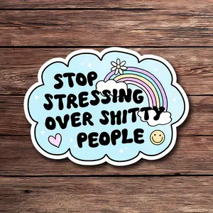 1PC  Inspirational Vinyl Sticker - "Stop Worrying about Bad People" - Suitable for Mental Health and Self-care Motivational Stickers on Laptops, Water Bottles, and Diaries - Durable and Fun Car Parts