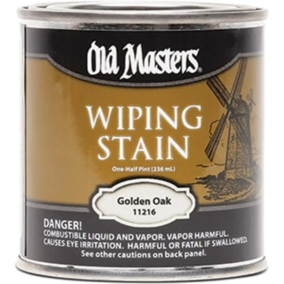 212 MAIN Old Masters 11216 Multipurpose Slow-Dry Oil-Based Paint - 0.5 pt Golden Oak Wiping Stain, 240 VOC, for Bare Wood/Finished Wood, Home DIY & Car/Motorcycle Paint Care (Choice of Homeowners & Do-It-Yourselfers)