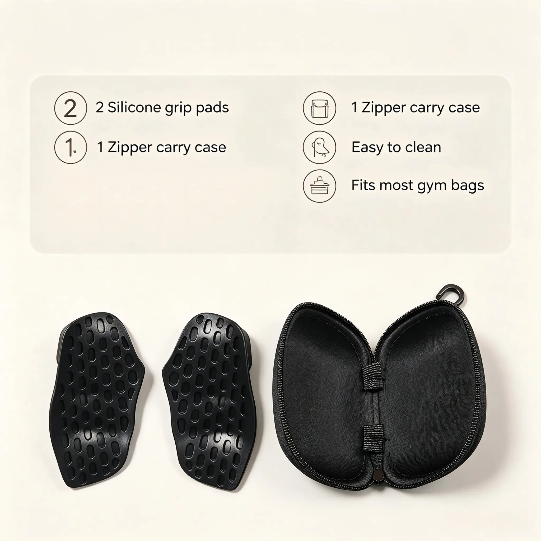 Silicone Gym Hand Pads, Non‑Slip Grip Protector for Weight Lifting, Dumbbell Workout, Ergonomic Palm Cushion to Prevent Blisters, Portable Fitness Hand Grips with Storage Case