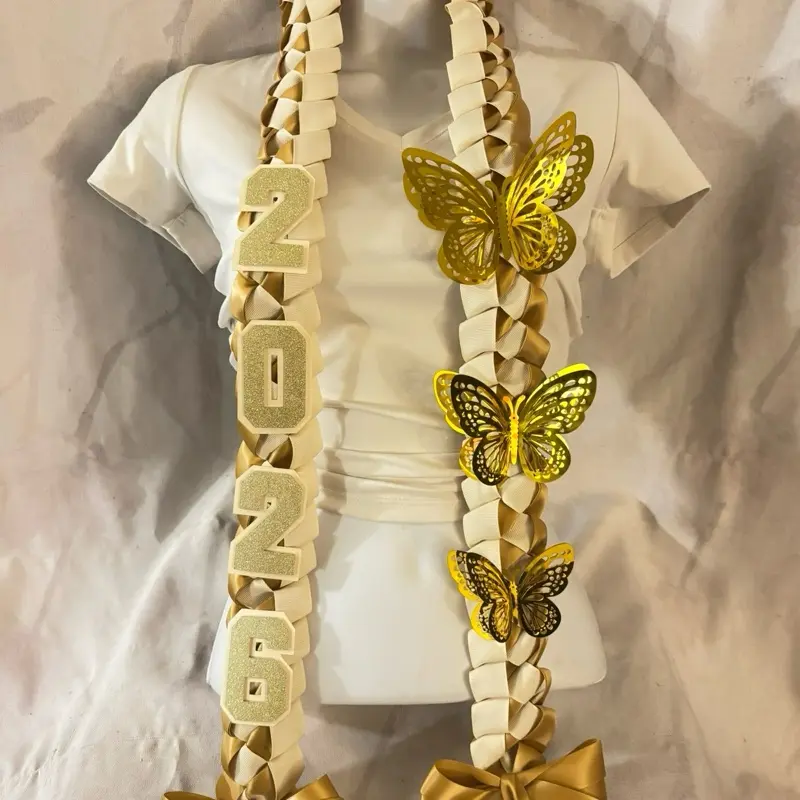 Golden Butterfly Grad Leis