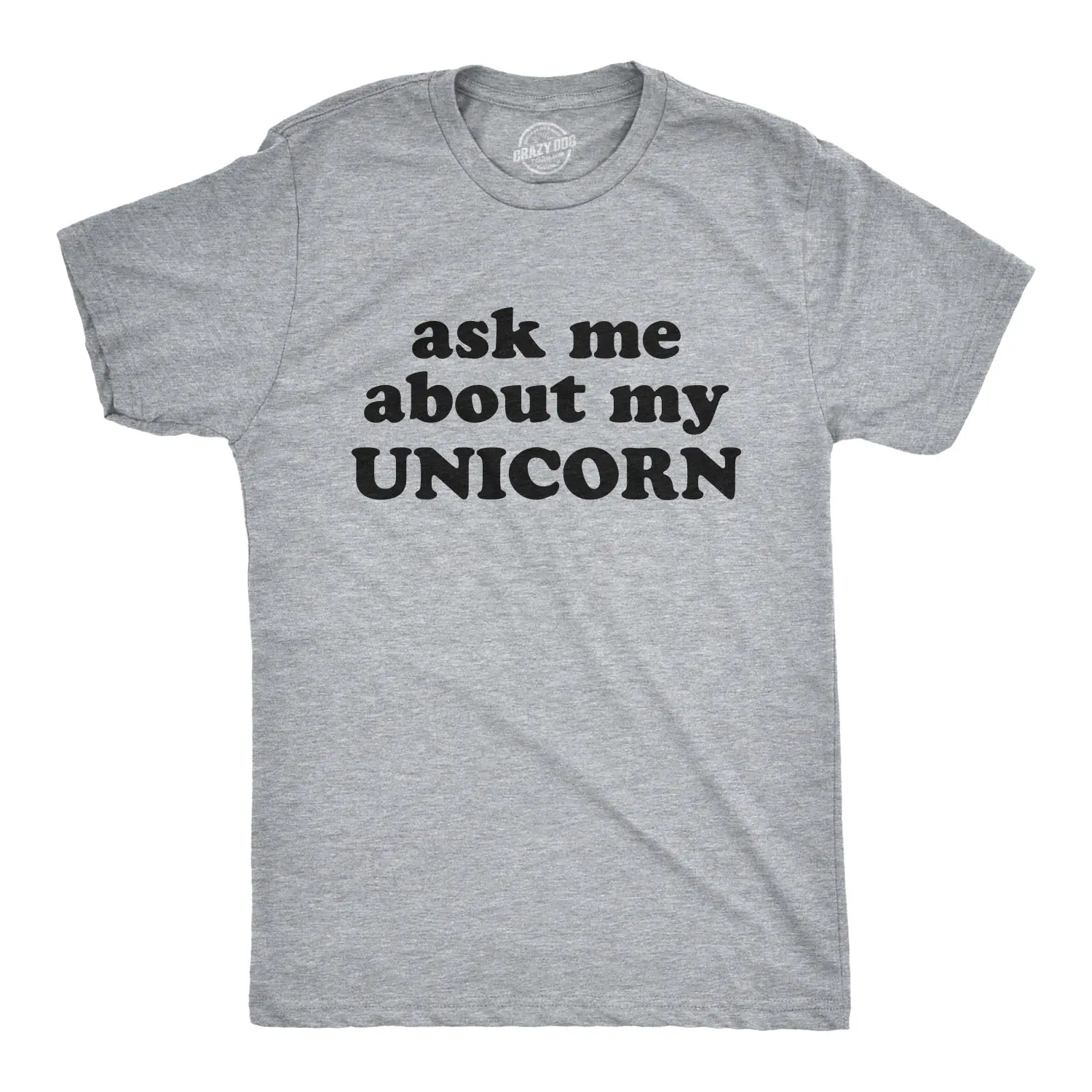 Mens Ask Me About My Unicorn Flip Up T Shirt Funny Mythical Horse Tee for Guys Mens Funny T Shirts Cool Vintage Fashion T-Shirt Gift Classic Menswear Unicorn Apparel for Men Funny Flip Short Sleeve Novelty Tees Light Grey