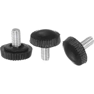 50pcs M4 x 7mm Metric Male Thread Knurled Knobs, Thumb Screw Clamping Knobs Grip Plastic Handle Hand Knobs with Threaded Stud, Black