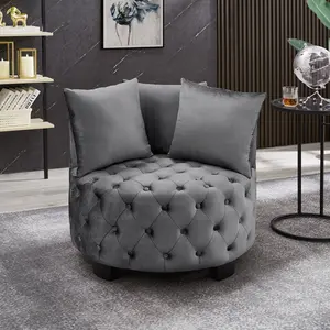 Contemporary Upholstered Tufted Leisure Chair Accent Chair,Dark Gray/Violet/Taupe/Navy/Black