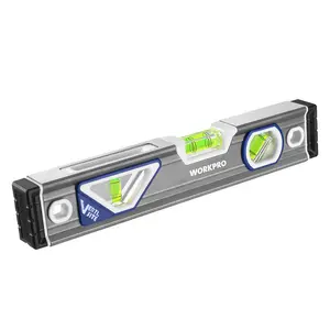 #JumpstartSale WORKPRO 10 Inch Torpedo Level, Small leveler tool with 3 Different Bubbles 45°/90°/180°, bubble level With Shock Absorbing End Caps, V-Groove for Conduit Bending, Silver/White/Blue
