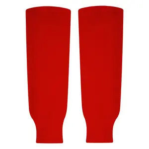 Exxact Sports Knit Hockey Socks - Premium Ice Hockey Socks for Men, Pro Style Athletic Youth Hockey Socks (RED)