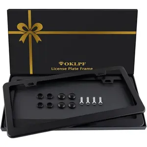 2 Pack Black License Plate Frame, Black Aluminum License Plate Cover, Matte License Plate Front and Rear 2 Packs. (2 Holes), Come with Screw Cap, Screw,Washer
