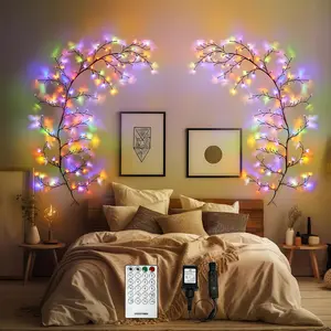 Enchanted Willow Vine Lights for Home Decor with 160LEDs, 8.2FT Voice-Activated Wall Decoration Light, Support Warm Light Mode and Color Light Mode Gradient Switch (Brown)(1PCS) RGBIC Outdoor branch light Color Changing