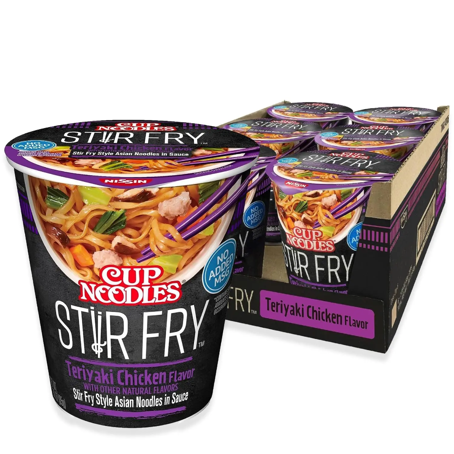 Teriyaki Chicken & Vegetable Stir Fry Instant Noodles in Sauce, Microwaveable Asian Style Food Meal, No Added MSG, 3 oz, 6 Pack