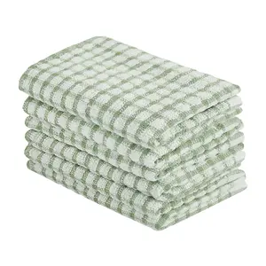 Unique Bargains Cotton Terry Small Kitchen Dish Cloth, Absorbent and Quick Drying Cleaning Dish Rags, 15 x 10.5 Inches, Pack of 6, Green
