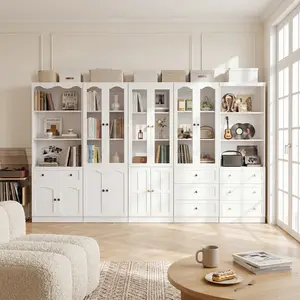 80" Tall Bookcase with Drawers,Modern Bookshelf with Shelves,Freestanding Kitchen Pantry Storage Cabinet for Home Office, Living Room, White