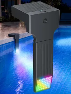 POOLHOUR Solar Poolside Lights Fits for Inground Pool, 10-Color 4-Mode LED Underwater Light with Auto Dusk Sensor, Submersible Pool Lights with Remote,Waterproof,Timer Off, 1 Pack