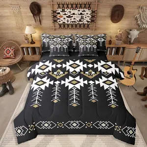 Boys Southwestern Aztec Comforter Bed Set,7 Piece,Western Rustic Bed Bag,American Native Ethnic Bedding Set,Kids Men Women Teens Bedroom Decor Boho Bed Set