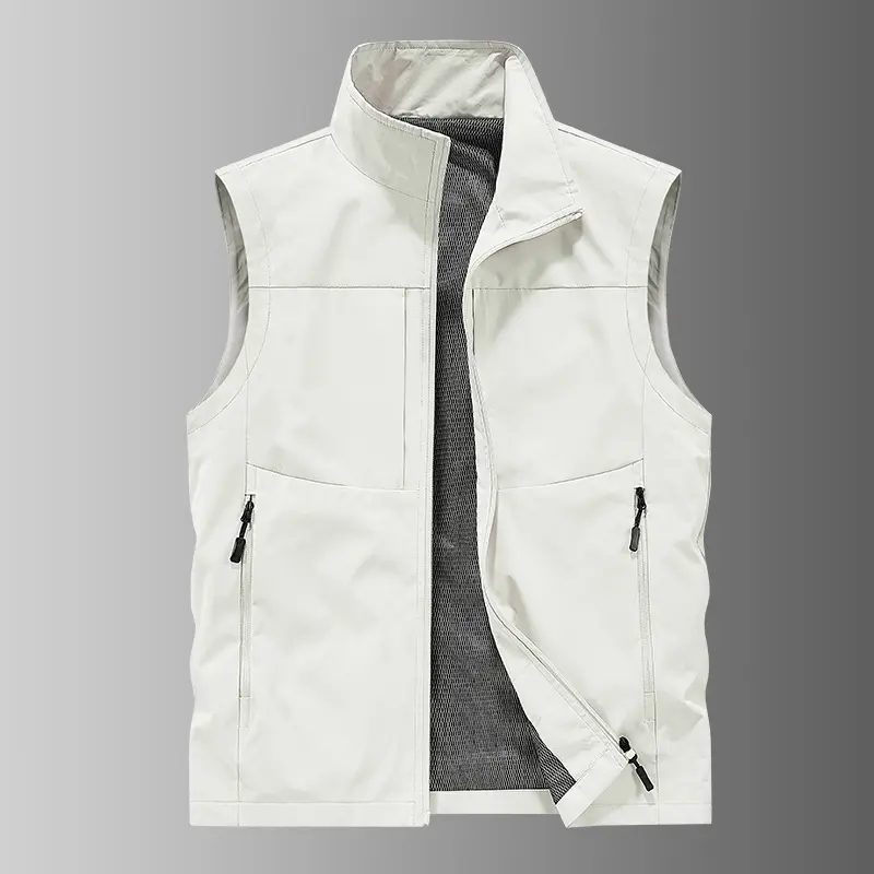 Men's Open Vest Waistcoat & Gilet - Menswear Tops, Multi-Pocket Sleeveless Jacket, Breathable Zippered Design, Suitable for Hiking, Fishing (Spring, Autumn, Summer Outdoor Use)