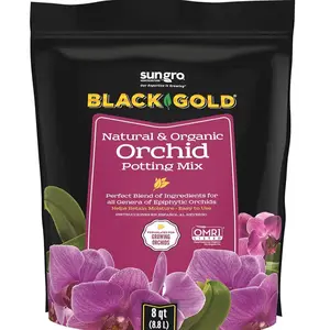 SunGro Black Gold Natural & Organic Orchid Potting Mix OMRI Certified 8 qt for Epiphytic Orchids