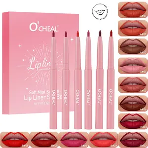 6-piece nude color lip liner makeup set, long-lasting waterproof and non-smudging, smooth and non-stuck lip shape, matte matte lip pencil, Lipliner, a must for makeup novices