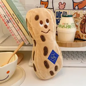 Funny Colorful Cartoon Bread Shape Plush Pencil Case, Cute Creative Multi-Use Stationery Cosmetic Organizer, School Office Supplies