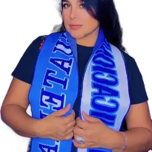 Communications Scarf - Blue and White Design with Bold Lettering for Sports Fans
