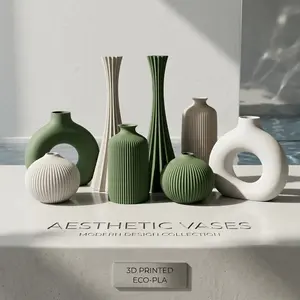 Bohemian Vase Set of Four, Matte Finish, Modern Minimalist Geometric Dried Flower Vases, Elegant Home Decor, Suitable for Living Room and Display