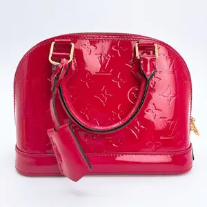 Pre-owned Louis Vuitton leather Crossbody Bags Pomme D'Amour Monogram Vernis Alma BB Bag