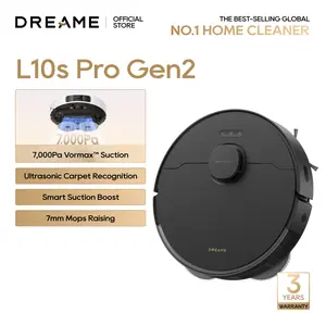 DREAME L10s Pro Gen 2 Robot Vacuum and Mop Combo, 7000Pa Suction, DuoScrub Mopping,7mm Auto Lifting Mop, Ultrasonic Carpet Detection, All-Rubber Roller Brush, Ideal for Pet Hair, Hard Floor and Carpet Cleaner Machine Dust Collector