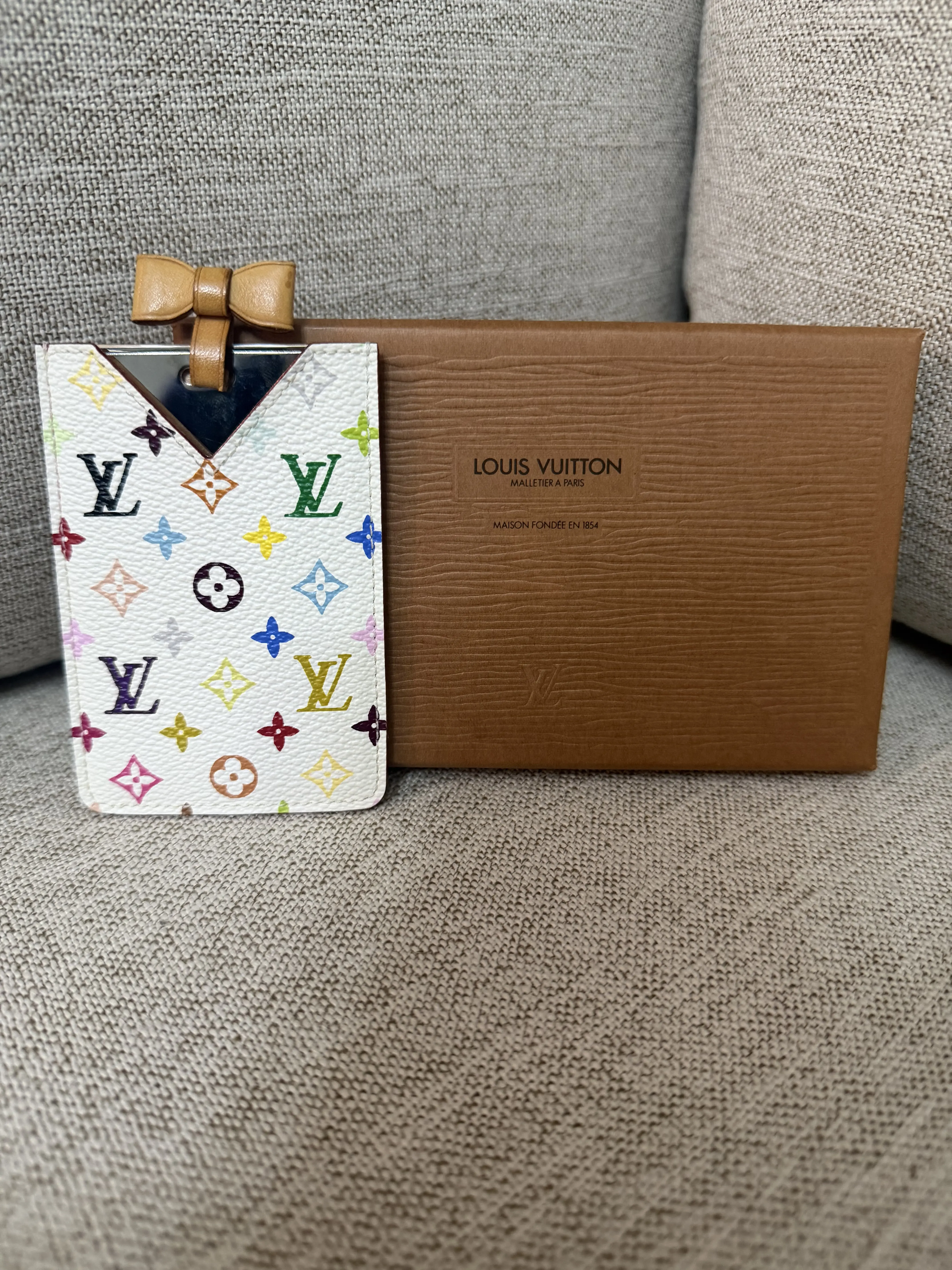 Pre-owned Louis Vuitton Canvas Small Leather Goods Vuitton x Murakami Monogram Card Holder+Mirror