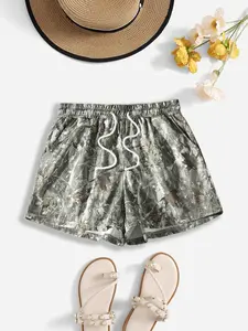 Women's Camo Print Tie Waist Shorts, Casual Boho Comfy Shorts for Summer, Ladies Bottoms for Daily Wear, Womenswear, Casual Street Shorts