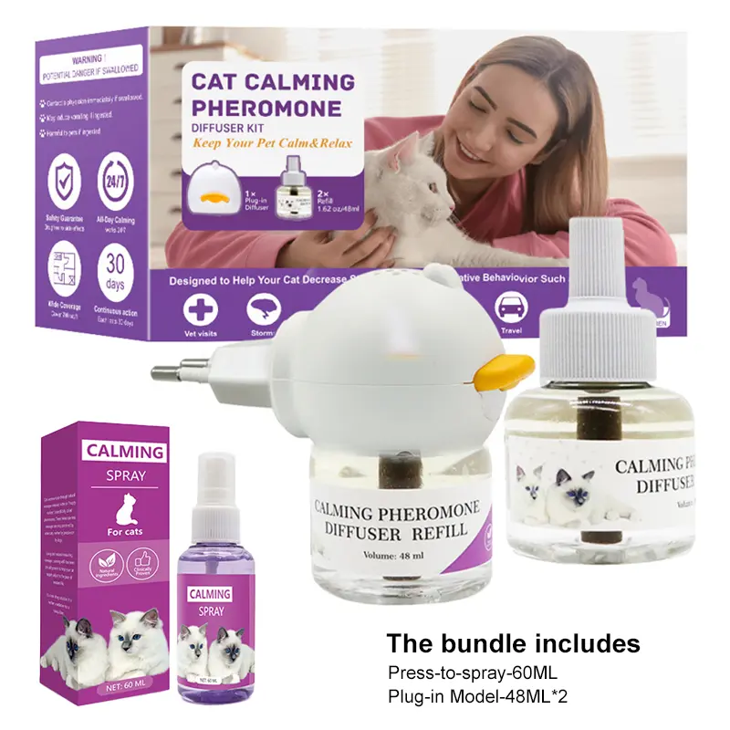 Cat Calming Spray Natural Ingredients Clinically Proven for Home & Travel Soothes Cats Effectively with Pheromones for 4-5 Hours of Calmness diffuser refill #SummerVibes