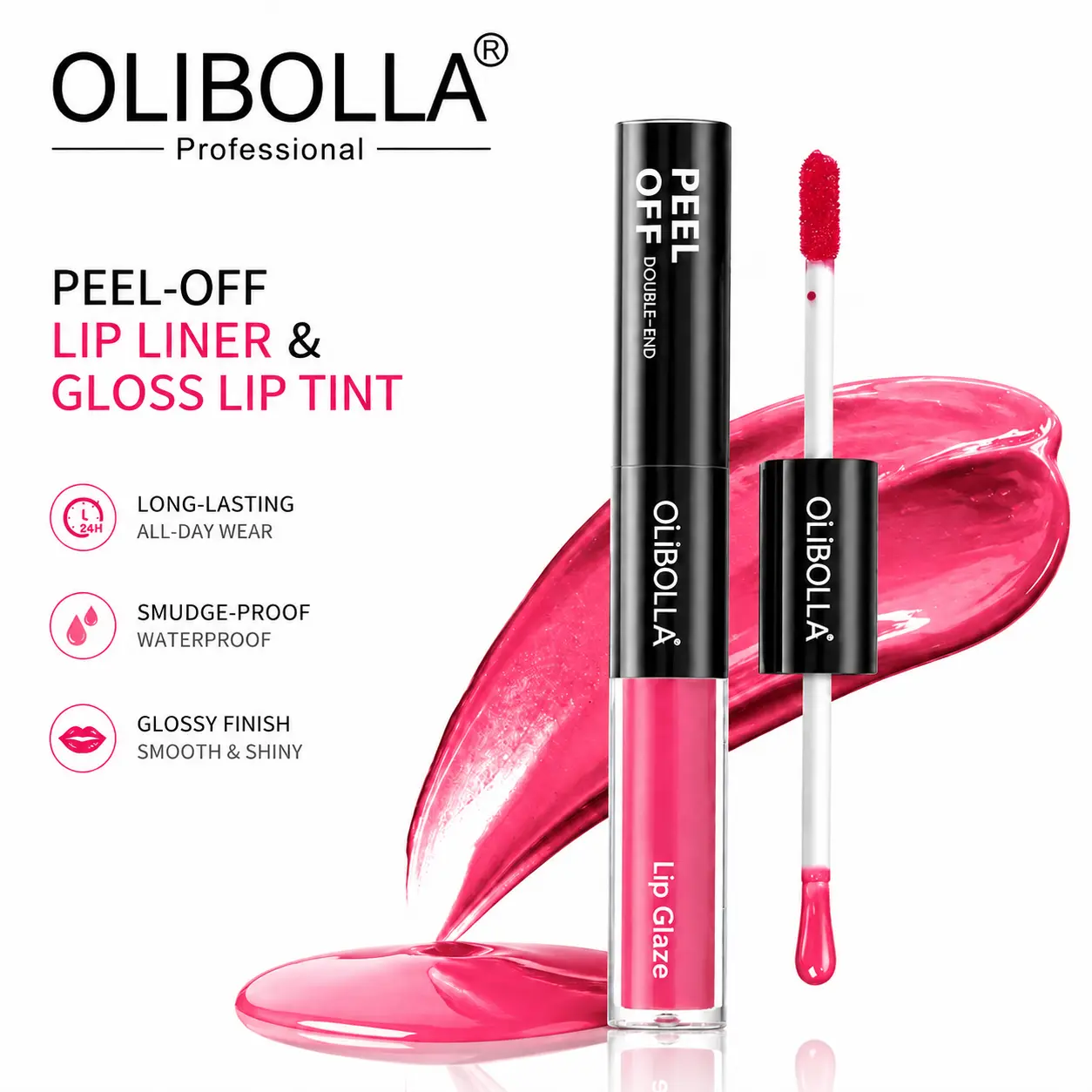 OLIBOLLA 2-in-1 Peel Off Lip Liner & Gloss  Lip Makeup: Matte Peel-Off Liner + Water Gloss  Application, Non-Sticky, Long-Lasting, High Pigment, 4 Natural Shades, TikTok Lip Kit For All-Day Wear Waterproof Flawless Glossy