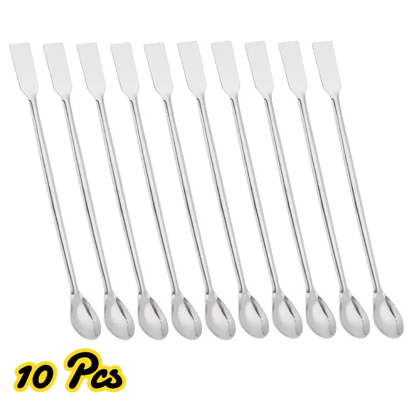 10Pcs Reusable 2-in-1 Stainless Steel Double-Ended Lab Spoon Spatula, Micro Lab Sampling Scoop-Spatulas Combination Reagent Tools for Healthcare, Home Supplies, Home Improvement & Building Supplies