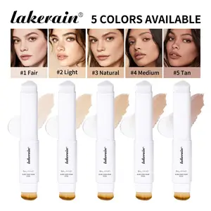 Lakerain Blanc Cover Cream Stick V White - Color Changing Tinted Foundation Stick with Volufiline Medium to Full Coverage Dewy Finish Base Makeup - Dual-Ended with Detachable Brush