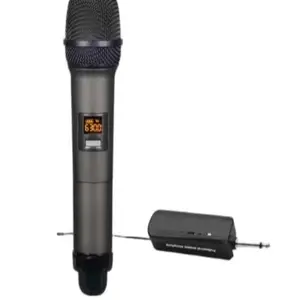 Wireless Microphone with Digital Display and Attached Receiver Unit