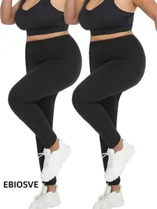 2pcs Women'S Yoga Pants, sports Pants, leggings, fitting Pants Solid Color High-waisted Tummy Control Quick-drying Butt-lifting High Elasticity, Soft, Yoga Running Pants with Pockets, High Stretch Fabric, Solid Color, All-season, Ideal Gym Yoga Training