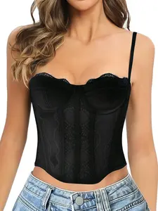 1 Count Lace Bustier Shaperwear Tops for Women, Adjustable Strap Fit Shapewear Vest, Sexy Backless Corset Top, Tummy Control Body Shaper Underwear, Waist Trainer, Sleeveless Womenswear, Suitable for Parties and Leisure Out Fashion Wear