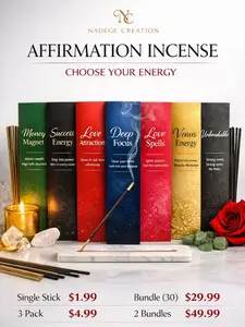 Nadege Creation Affirmation Incense Sticks – Spiritual Aromatherapy for Love, Success, Focus & Positive Energy